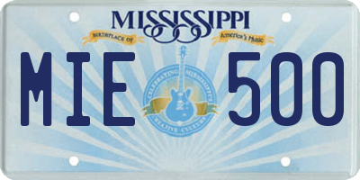 MS license plate MIE500