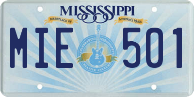 MS license plate MIE501