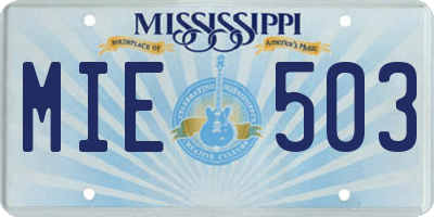 MS license plate MIE503