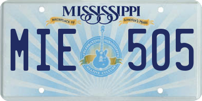MS license plate MIE505