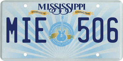 MS license plate MIE506