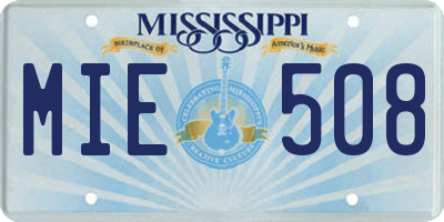 MS license plate MIE508