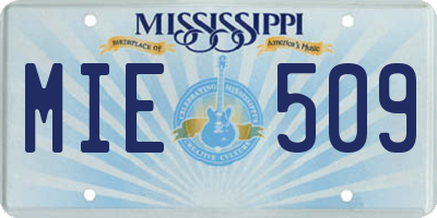 MS license plate MIE509