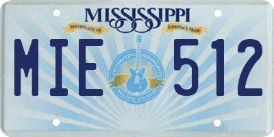 MS license plate MIE512