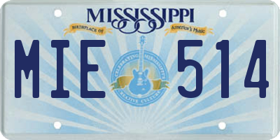 MS license plate MIE514