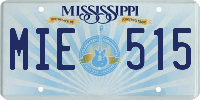 MS license plate MIE515