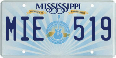 MS license plate MIE519