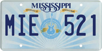 MS license plate MIE521