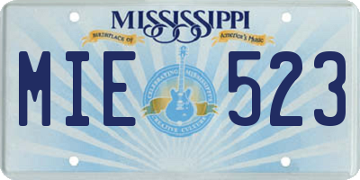 MS license plate MIE523