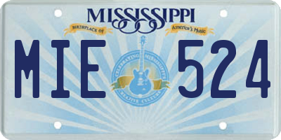 MS license plate MIE524