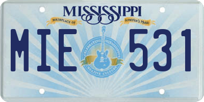 MS license plate MIE531