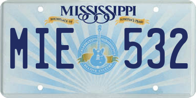MS license plate MIE532