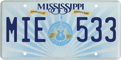 MS license plate MIE533