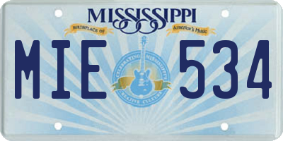 MS license plate MIE534