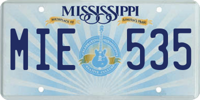 MS license plate MIE535