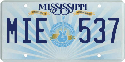 MS license plate MIE537