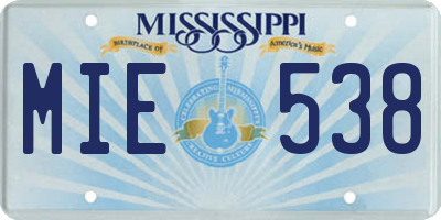 MS license plate MIE538