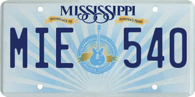 MS license plate MIE540