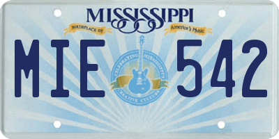 MS license plate MIE542