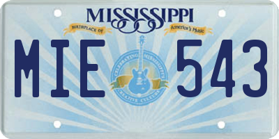 MS license plate MIE543