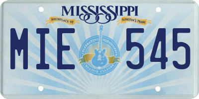 MS license plate MIE545