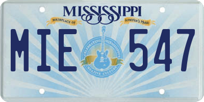 MS license plate MIE547
