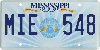 MS license plate MIE548