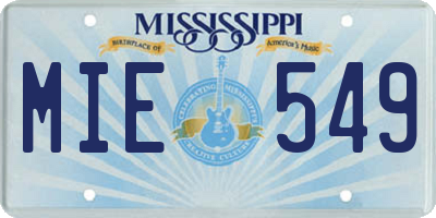 MS license plate MIE549