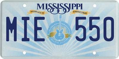 MS license plate MIE550