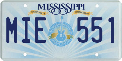 MS license plate MIE551