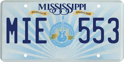 MS license plate MIE553