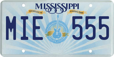 MS license plate MIE555