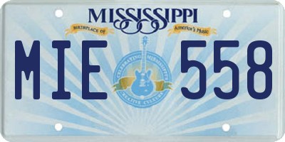 MS license plate MIE558