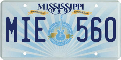 MS license plate MIE560