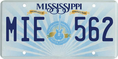 MS license plate MIE562