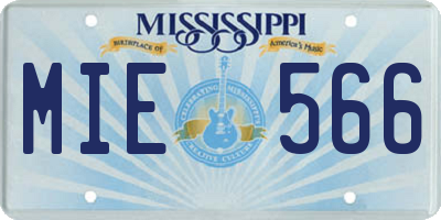 MS license plate MIE566