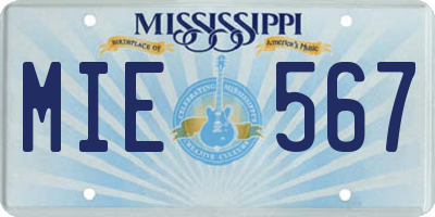 MS license plate MIE567