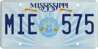 MS license plate MIE575