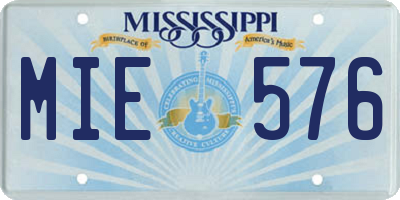 MS license plate MIE576