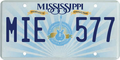 MS license plate MIE577