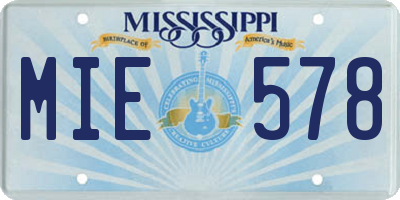 MS license plate MIE578
