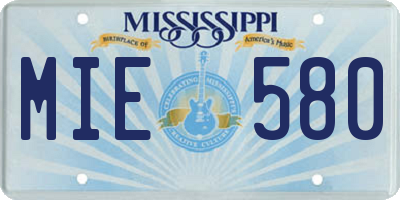 MS license plate MIE580