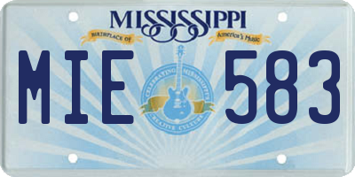 MS license plate MIE583