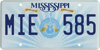 MS license plate MIE585