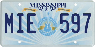 MS license plate MIE597