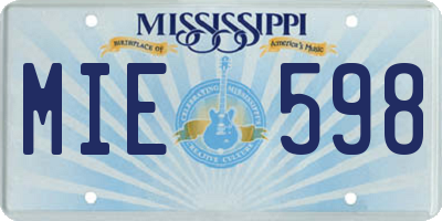 MS license plate MIE598