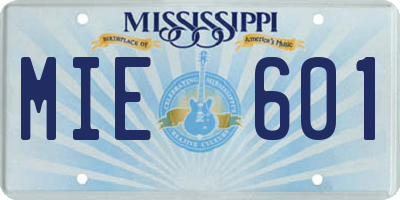 MS license plate MIE601