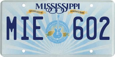 MS license plate MIE602