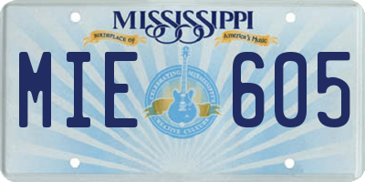 MS license plate MIE605
