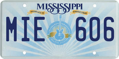 MS license plate MIE606